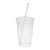 Trinkbecher "Vital", 500 ml mit Deckel und Strohhalm transparent-milchig