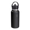 Hydro Flask Wide Mouth 946 ml isolierte Edelstahl Trinkflasche mit Strohhalmverschluss weiss