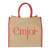 The Large Jute Tragetasche Priority | natur-rot | 1-farbiger Siebdruck | Rückseite | 280 mm x 220 mm