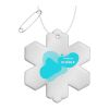 RFX™ Reflektierender TPU-Aufhänger Schneeflocke weiss | 1-farbiger Siebdruck | Rückseite | 53 mm x 61 mm