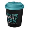 Americano® Espresso Eco 250 ml recycelter Isolierbecher mit auslaufsicherem Deckel schwarz-aquablau | ohne Werbeanbringung | Nicht verfügbar | Nicht verfügbar