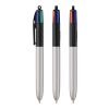 BIC® 4 Colours Glacé Kugelschreiber Schwarz-Silber | 1-farbiger Siebdruck | Schaft-Clipverlängerung | 30.00 mm x 43.00 mm