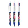 BIC® 4 Colours Kugelschreiber BritePix Digital Weiß-Weiß-marineblau | 1-farbiger Siebdruck | Schaft-Rechts vom Clip | 30.00 mm x 43.00 mm