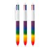 BIC® 4 Colours® Rainbow Decor + Lanyard Rot-Grün   Silber   Rot(2) | 1-farbiger Siebdruck | Schaft-Rechts vom Clip | 30.00 mm x 43.00 mm