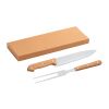SALSA. Grill-Set aus Bambus und Edelstahl 2-teilig bestehend aus einer Grillgabel und einem Messer Beige | ohne Werbeanbringung