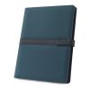SANDERSON FOLDER. A4-Ordner aus PU (50% recycelt) mit Magnetverschluss und Notizblock mit linierten Seiten Blau | ohne Werbeanbringung | Nicht verfügbar | Nicht verfügbar | Nicht verfügbar
