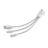 Lavoisier 3-in-1 Ladekabel aus recy. PVC, 10 W, mit Schlüsselring Weiß