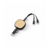 Bohr 3-in-1 Ladekabel aus recy. ABS, 1 m, einziehbar, 10 W Schwarz
