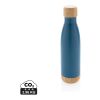 Vakuum Edelstahlflasche mit Deckel und Boden aus Bambus blau | ohne Werbeanbringung | Nicht verfügbar | Nicht verfügbar