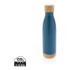 Vakuum Edelstahlflasche mit Deckel und Boden aus Bambus blau | ohne Werbeanbringung | Nicht verfügbar | Nicht verfügbar