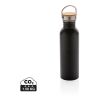 Moderne Stainless-Steel Flasche mit Bambusdeckel schwarz | ohne Werbeanbringung | Nicht verfügbar | Nicht verfügbar