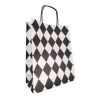Gemusterte Papiertasche mit gedrehten Papierkordeln 25x11x32cm. | ohne Werbeanbringung | Karo