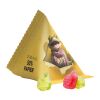 Tetraeder 15 g Trolli Fruchtgummi Standardformen weiß | ohne Werbeanbringung | Daumen | Folie 50% Papier