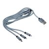 3-in-1 Ladekabel 'Belfast' aus Aluminium und Nylon Silber