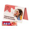 Werbekarte Visitenkartenformat PEZ 4c Euroskala | 1 PEZ Bonbonriegel, Erdbeere