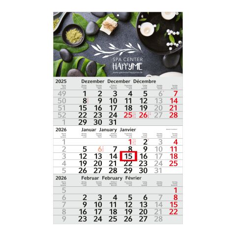 3-Monatskalender Budget 3 Bestseller (Einblatt) Hellgrau-blau | 4C-Quality Digital | Blau