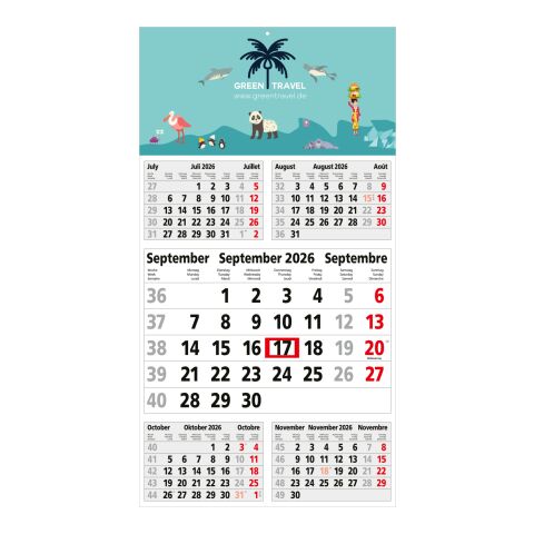 5-Monatskalender Budget 5 Bestseller (Einblatt) Hellgrau-rot | 4C-Quality Digital