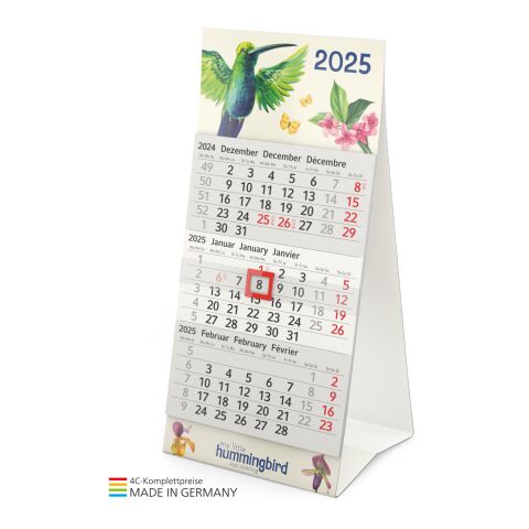 Tischkalender Mini 3 Recycling hellgrau-rot | ohne Werbeanbringung | 4C-Quality Digital | ohne Werbeanbringung