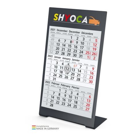 Tisch-Aufstellkalender Desktop 3 Color anthrazit | Siebdruck-Digital | 1-Jahr