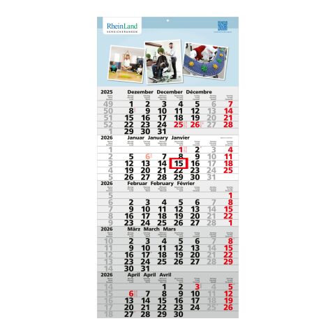 5-Monatskalender Quintus 5 Bestseller (Einblatt) Hellgrau-rot | 4C-Quality Digital