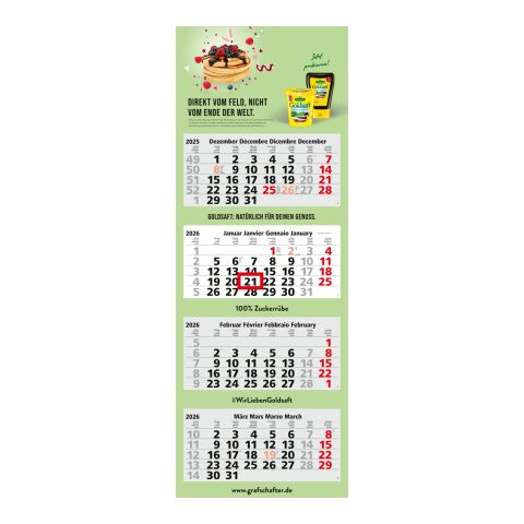 4-Monatskalender Quadro Light 4 Bestseller (Mehrblock) Hellgrau-rot | ohne Werbeanbringung | Nicht verfügbar | Nicht verfügbar | Nicht verfügbar | Schweiz