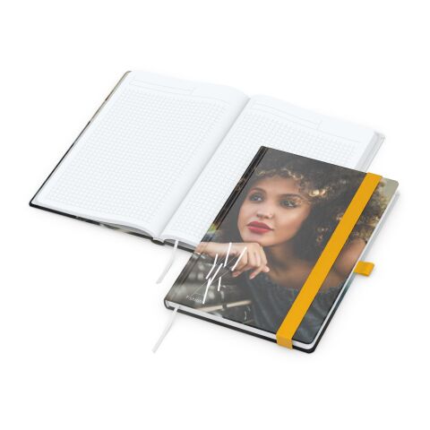Notizbuch Match-Book White Bestseller Bunt-gelb | A5 | 4C-Quality Digital | Cover-Star Gloss | Gelb