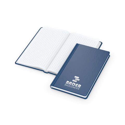 Notizbuch Easy-Book Basic Bestseller inkl. Prägung Marineblau-silber | Pocket | Silberprägung | Silber