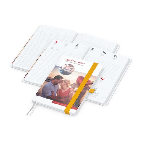 Wochenplaner Match-Hybrid White Bestseller Bunt-gelb | A5 | 4C-Quality Digital | Cover-Star Gloss | Gelb
