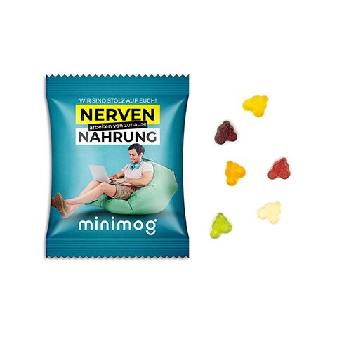 Werbeartikel Fruchtgummi Standardformen – transparent – 10 g – mit Logo bedruckt