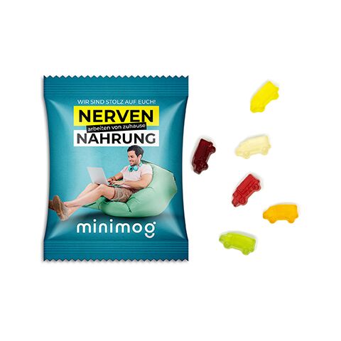 Werbeartikel Fruchtgummi Standardformen – transparente – 10 g – mit Logo bedruckt