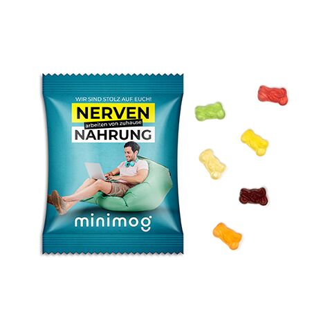 Werbeartikel Fruchtgummi Standardformen – transparent – 10 g – mit Logo bedruckt