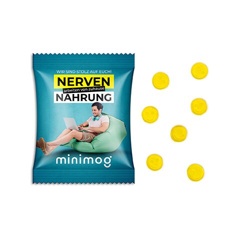 Werbeartikel Fruchtgummi Standardformen – weiss – 15 g – mit Logo bedruckt
