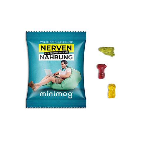 Werbeartikel Fruchtgummi Standardformen – weisse – 15 g – mit Logo bedruckt
