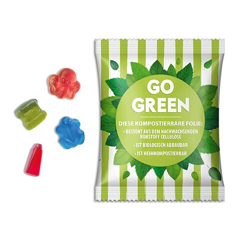 Fruchtgummi Sonderformen weiß | 10 g | ohne Werbeanbringung | kompostierbare Folie