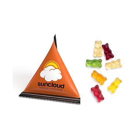 Mini Tetraeder Fruchtgummi transparent | 4c Flexodruck weiß | Gummibärchen