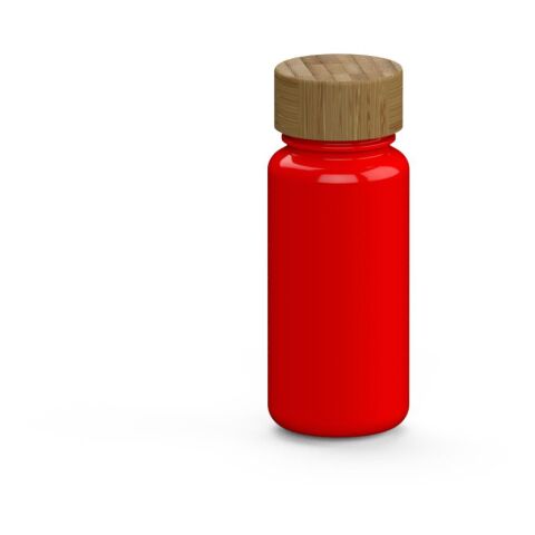 Werbeartikel Natural 400 ml Trinkflasche kohlensäuregeeignet Tritan™ mit Bambusdeckel federleicht & auslaufsicher – rot – mit Logo bedruckt