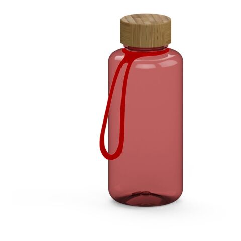 Werbeartikel Trinkflasche "Natural", 1,0 l, inkl. Strap – rot – mit Logo bedruckt