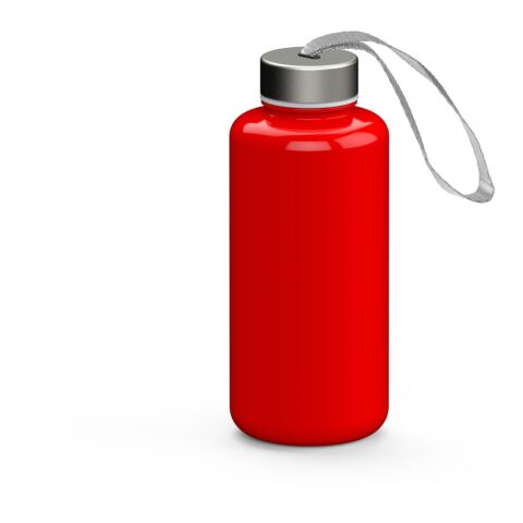 Werbeartikel Pure 1,0 L Trinkflasche kohlensäuregeeignet aus Tritan™ mit Edelstahldeckel & Schlaufe auslaufsicher – rot – mit Logo bedruckt