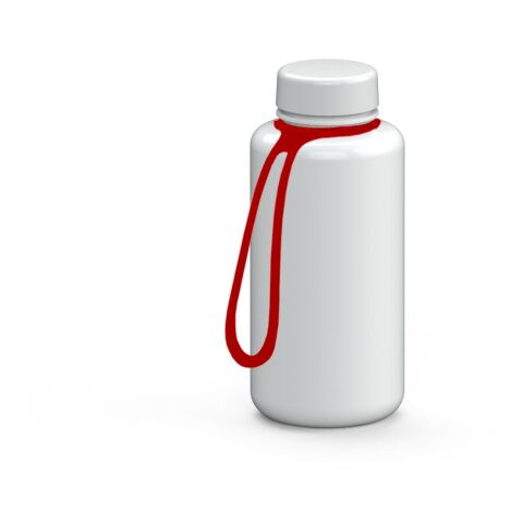 Werbeartikel Refresh 700 ml Trinkflasche aus Tritan™ kohlensäuregeeignet & auslaufsicher mit weiter Öffnung, inkl. Strap – weiss – mit Logo bedruckt
