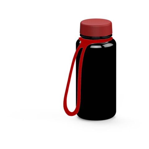 Werbeartikel Trinkflasche "Refresh", 400 ml, inkl. Strap – schwarz – mit Logo bedruckt