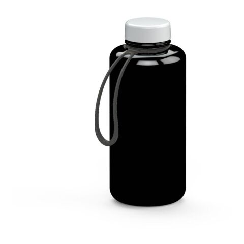 Werbeartikel Trinkflasche "Refresh", 1,0 l, inkl. Strap – schwarz – mit Logo bedruckt
