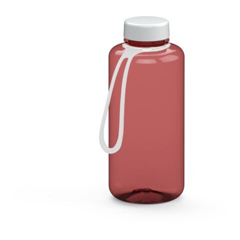 Werbeartikel Trinkflasche "Refresh", 1,0 l, inkl. Strap – rot – mit Logo bedruckt