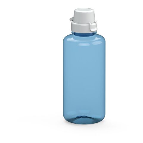 Werbeartikel Trinkflasche "School", 1,0 l – trend-blau PS – mit Logo bedruckt