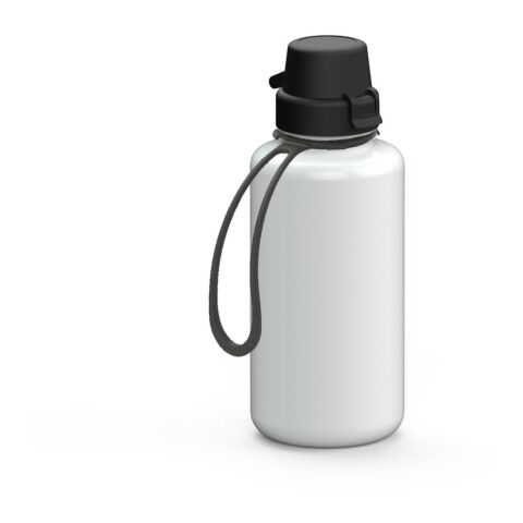 Werbeartikel Trinkflasche "School", 700 ml, inkl. Strap – weiss – mit Logo bedruckt