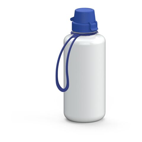 Werbeartikel Trinkflasche "School", 1,0 l, inkl. Strap – weiss – mit Logo bedruckt