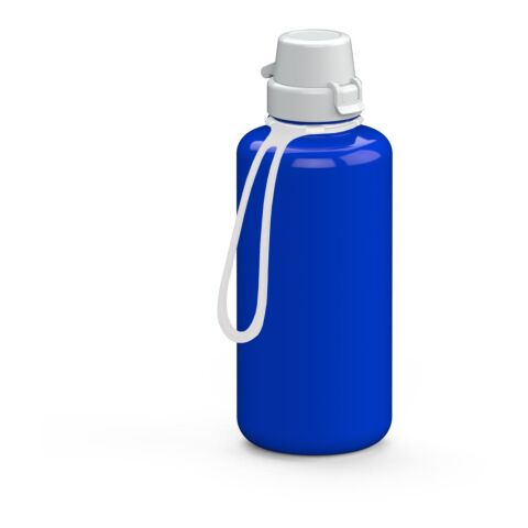 Werbeartikel Trinkflasche "School", 1,0 l, inkl. Strap – trend-blau PS – mit Logo bedruckt