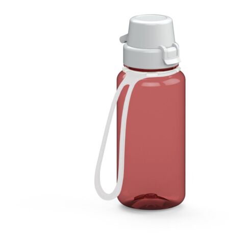 Werbeartikel Trinkflasche "School", 400 ml, inkl. Strap – rot – mit Logo bedruckt