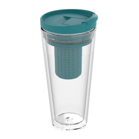 Werbeartikel Mocha 350 ml to-go Thermobecher Trinkbecher mit Teesieb & Infuser für Tee & Früchte isoliert – weiss – mit Logo bedruckt