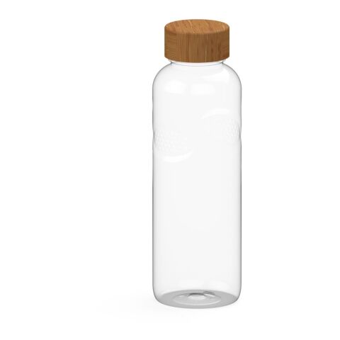 Werbeartikel Carve Natural 1,0 l Trinkflasche aus Tritan™ kohlensäuregeeignet mit Bambusdeckel & Griffmulden – weiss – mit Logo bedruckt