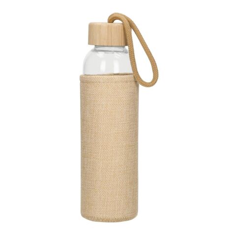 Glasflasche mit Hülle &quot;Natural&quot;, 0,5l transparent | ohne Werbeanbringung | Nicht verfügbar | Nicht verfügbar